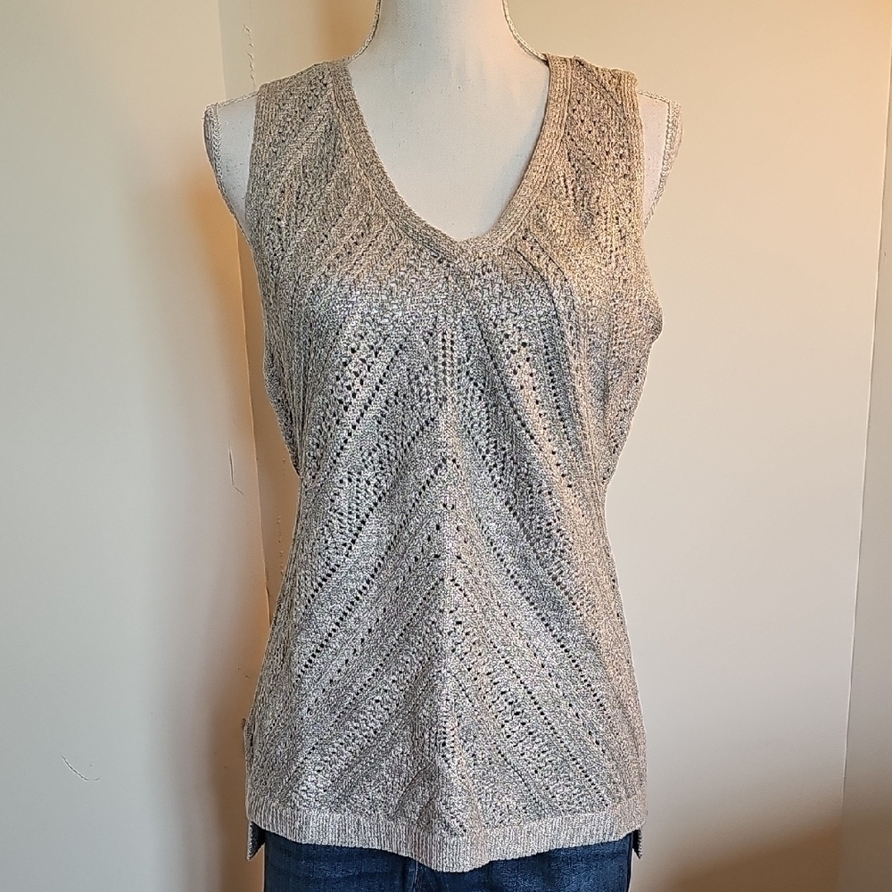 WHBM Elegant Grey Knit Sleeveless Top